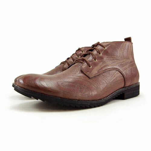 Sweet Villians M1119 Classic Laser Tattoo Leather Boots Brown