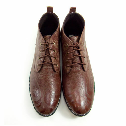 Sweet Villians M1119 Classic Laser Tattoo Leather Boots Brown