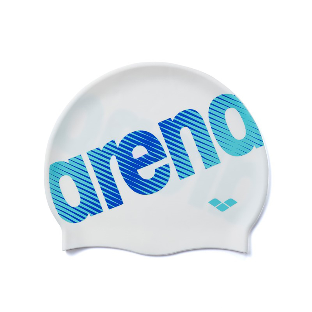 ARENA LOGO 矽膠泳帽 - 白/藍