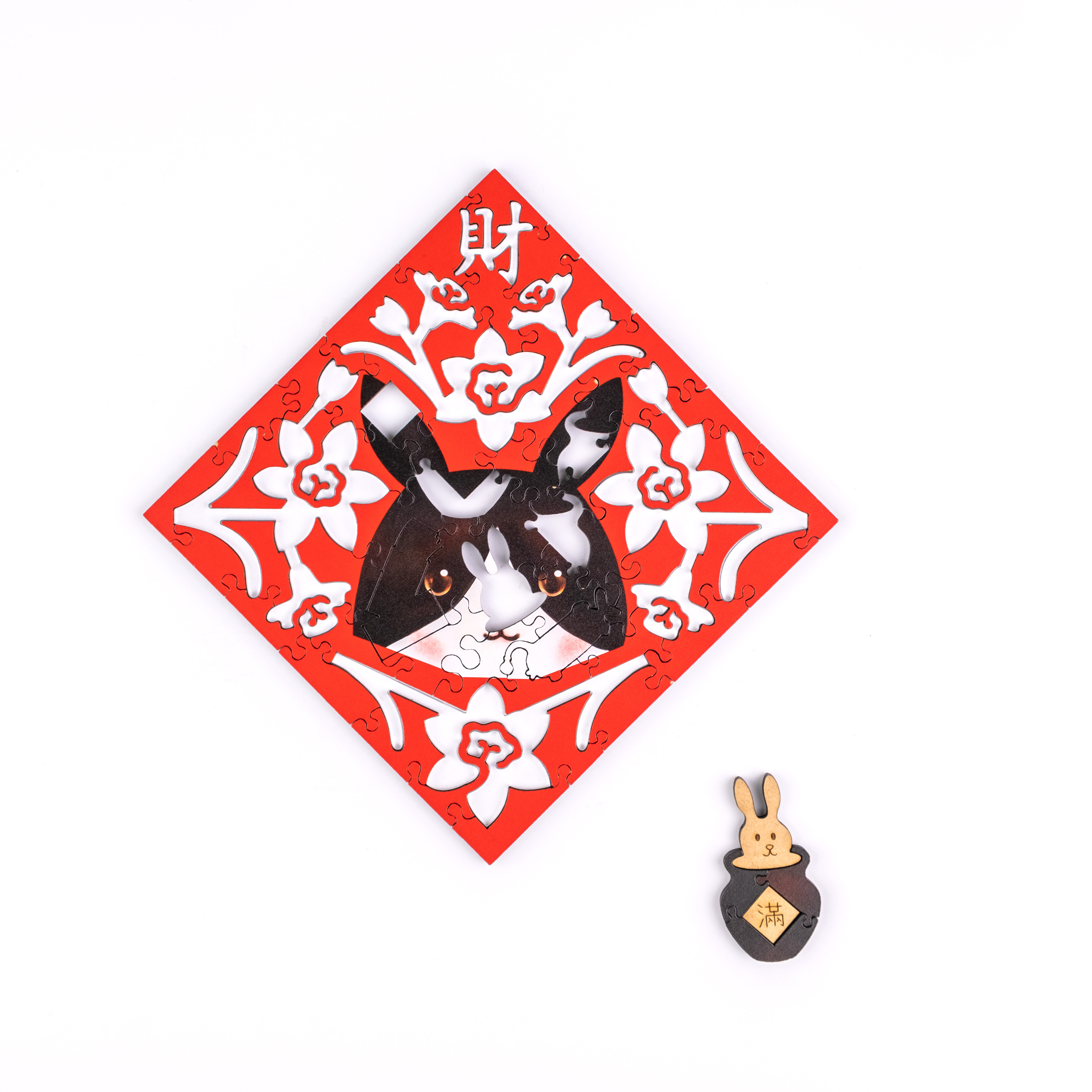 雕花春聯-道奇兔 Paper Cutting Spring Couplets-Dutch Rabbit