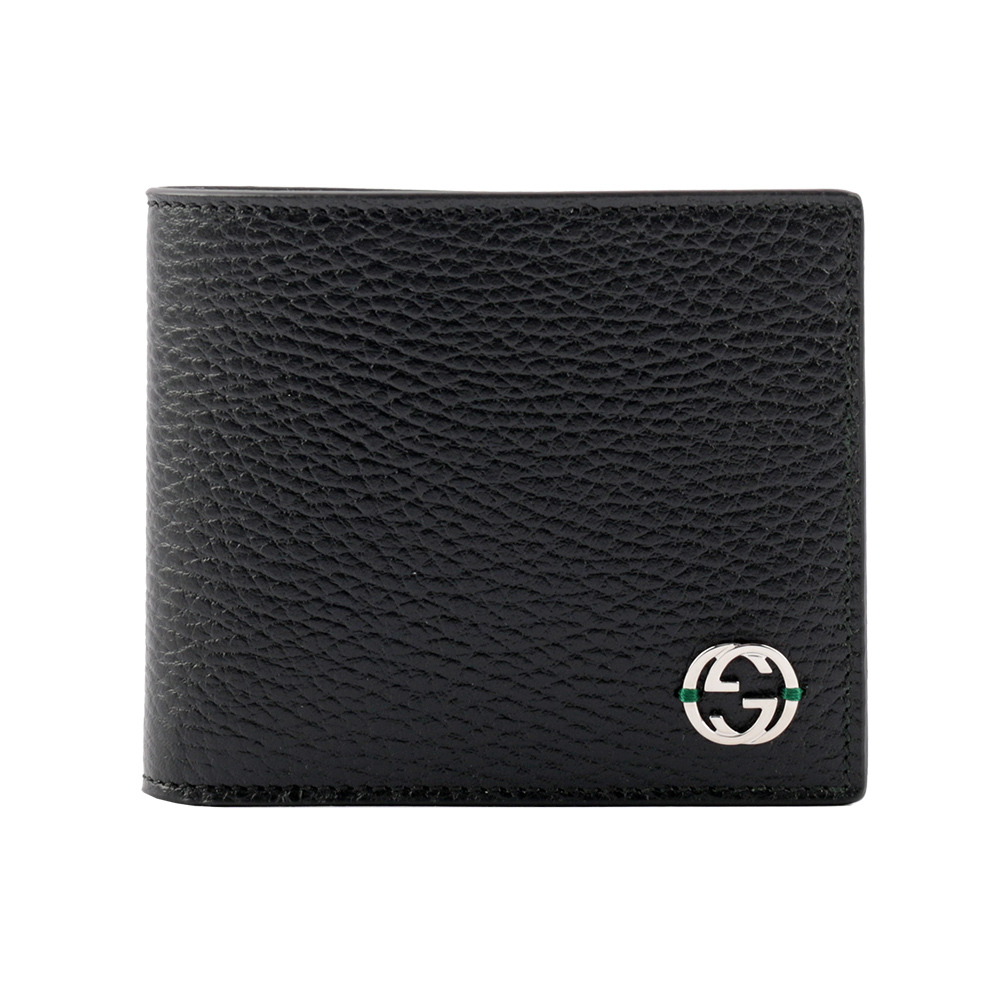 【GUCCI】金屬縫線雙G Logo牛皮雙色零錢袋短夾