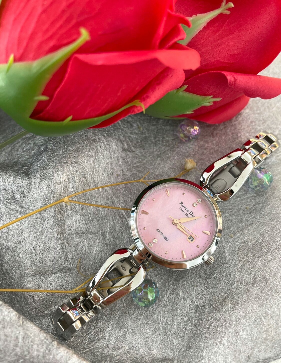 【Roven Dino 羅梵迪諾】鏤空腕錶系列  (粉色/白色) 28mm 現代鐘錶