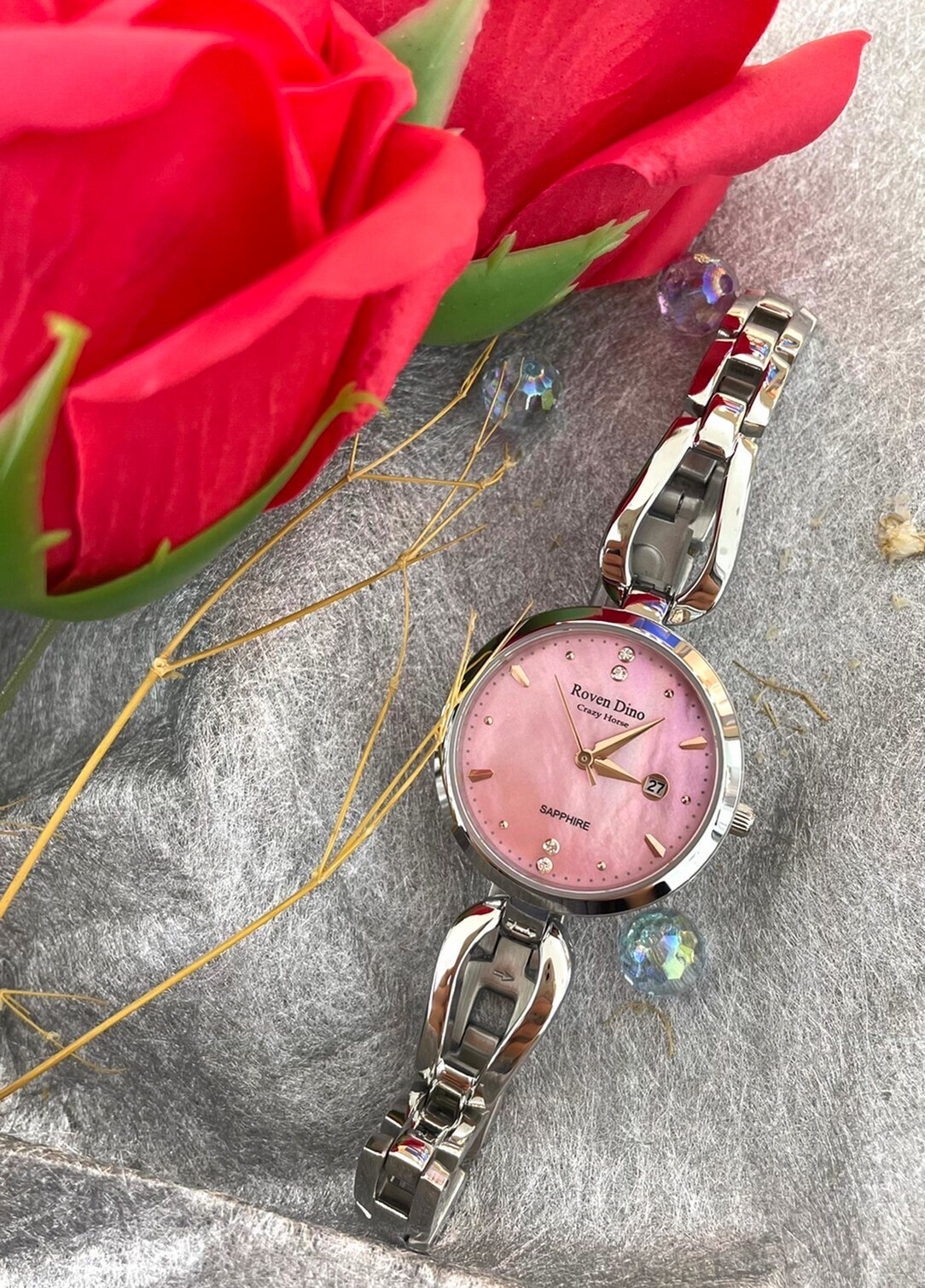 【Roven Dino 羅梵迪諾】鏤空腕錶系列  (粉色/白色) 28mm 現代鐘錶