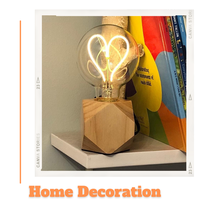 LED愛迪生愛心燈泡 G95 木燈座 檯燈 時尚裝飾節日氣氛室內佈置工業風仿鎢絲復古懷舊藝術燈 茶色 暖光 E27大螺頭