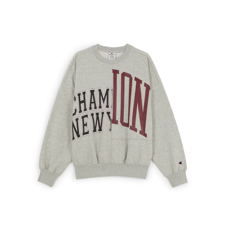 女款-ROCHESTER  印花拼接寬版大學衛衣-灰色（115766-EM028）