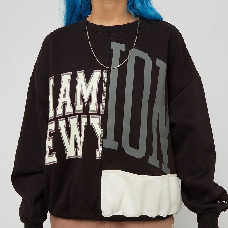 女款-ROCHESTER  印花拼接寬版大學衛衣-黑色（115766-KK001）