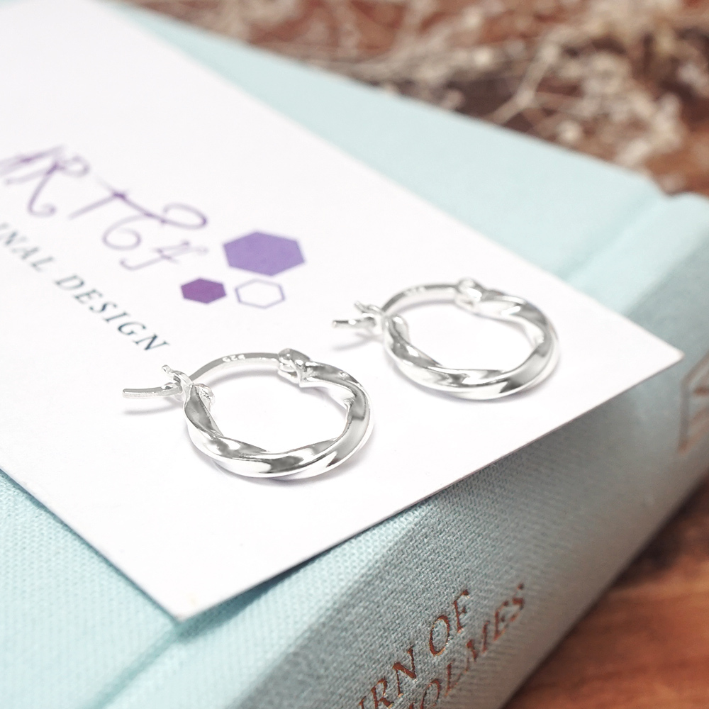 永恆 方扭圈式耳環(小) 925純銀耳環