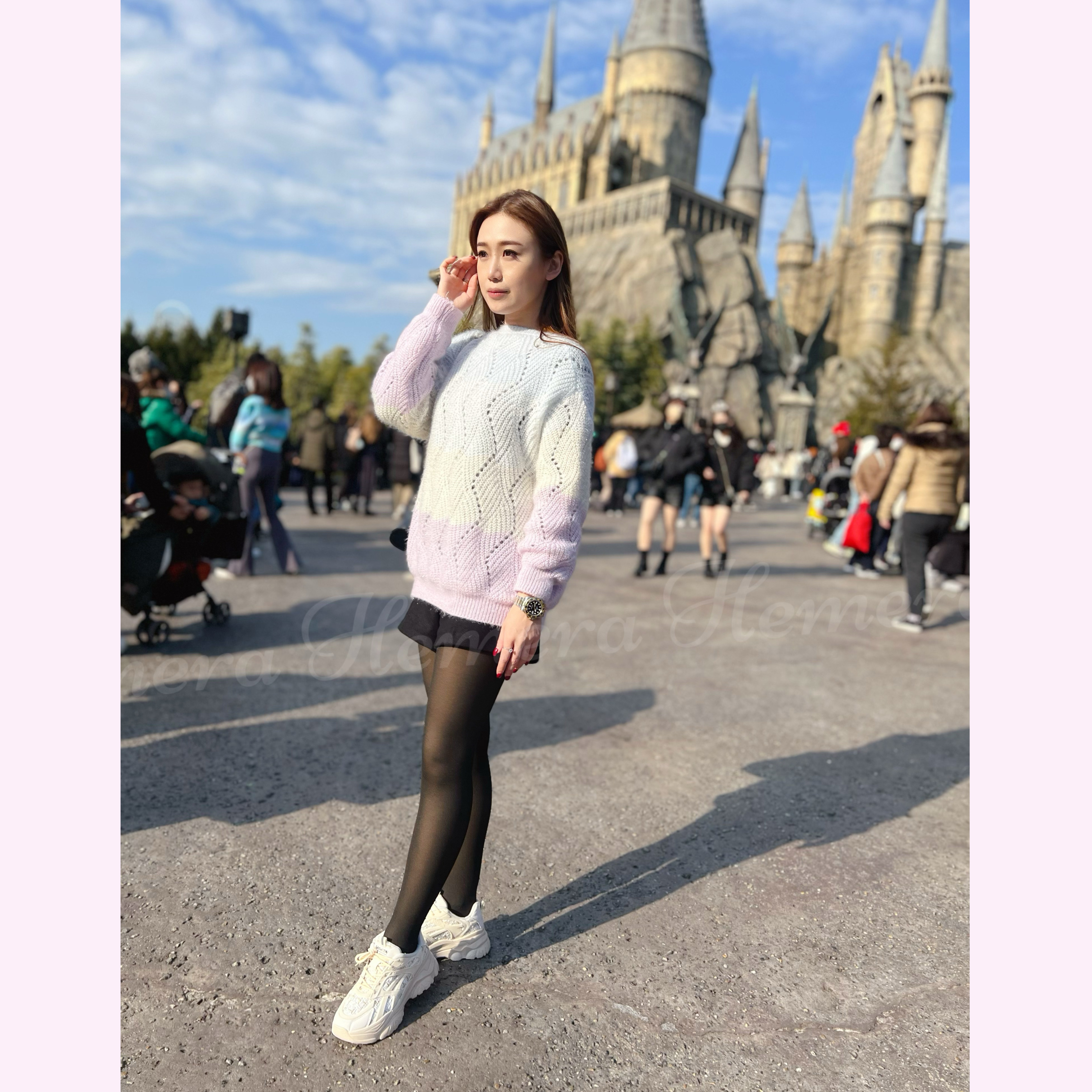 IN STOCK: TP23W0103 漸變彩蛋縷空毛毛冷衫