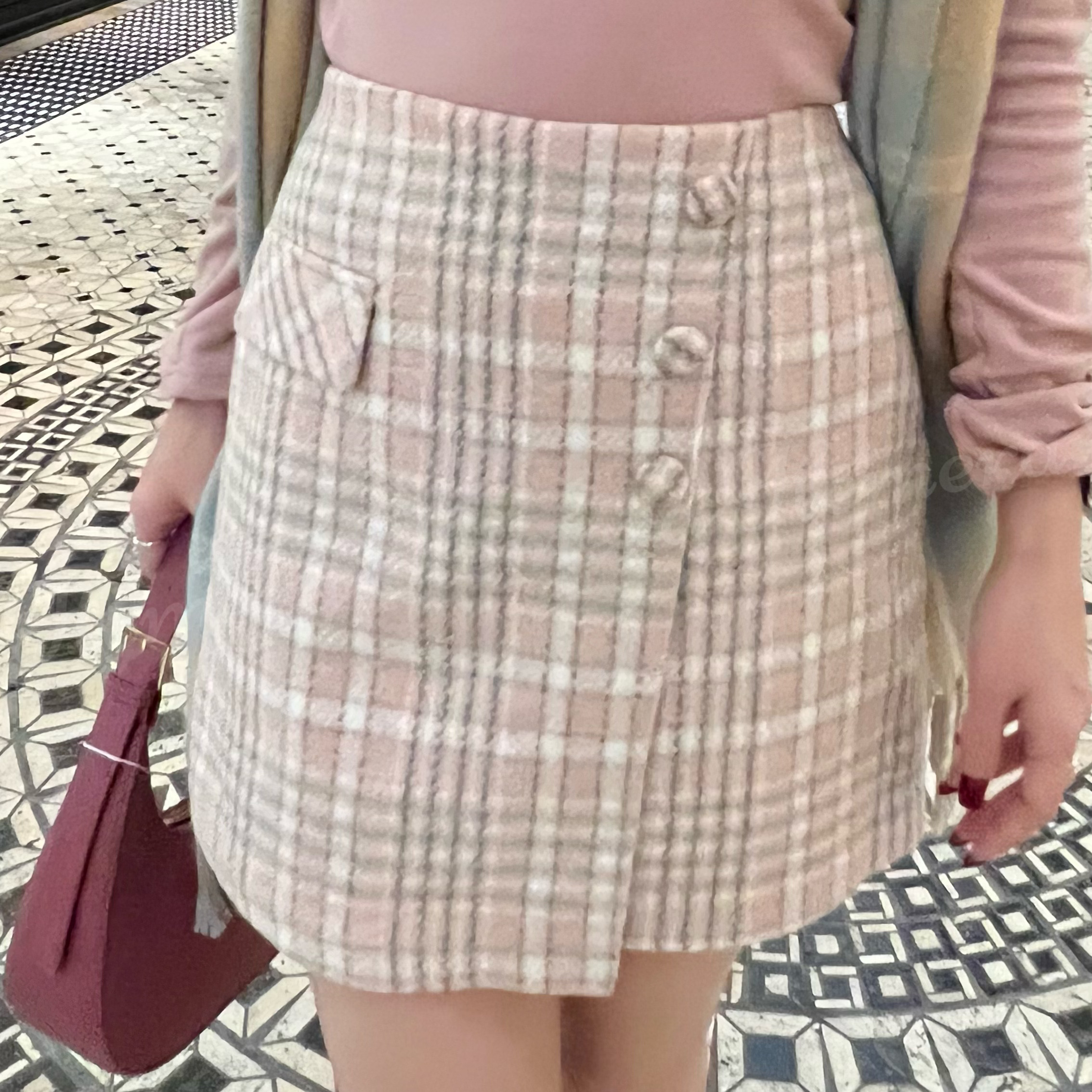 SK23W0109 格仔原身布小鈕內安全褲