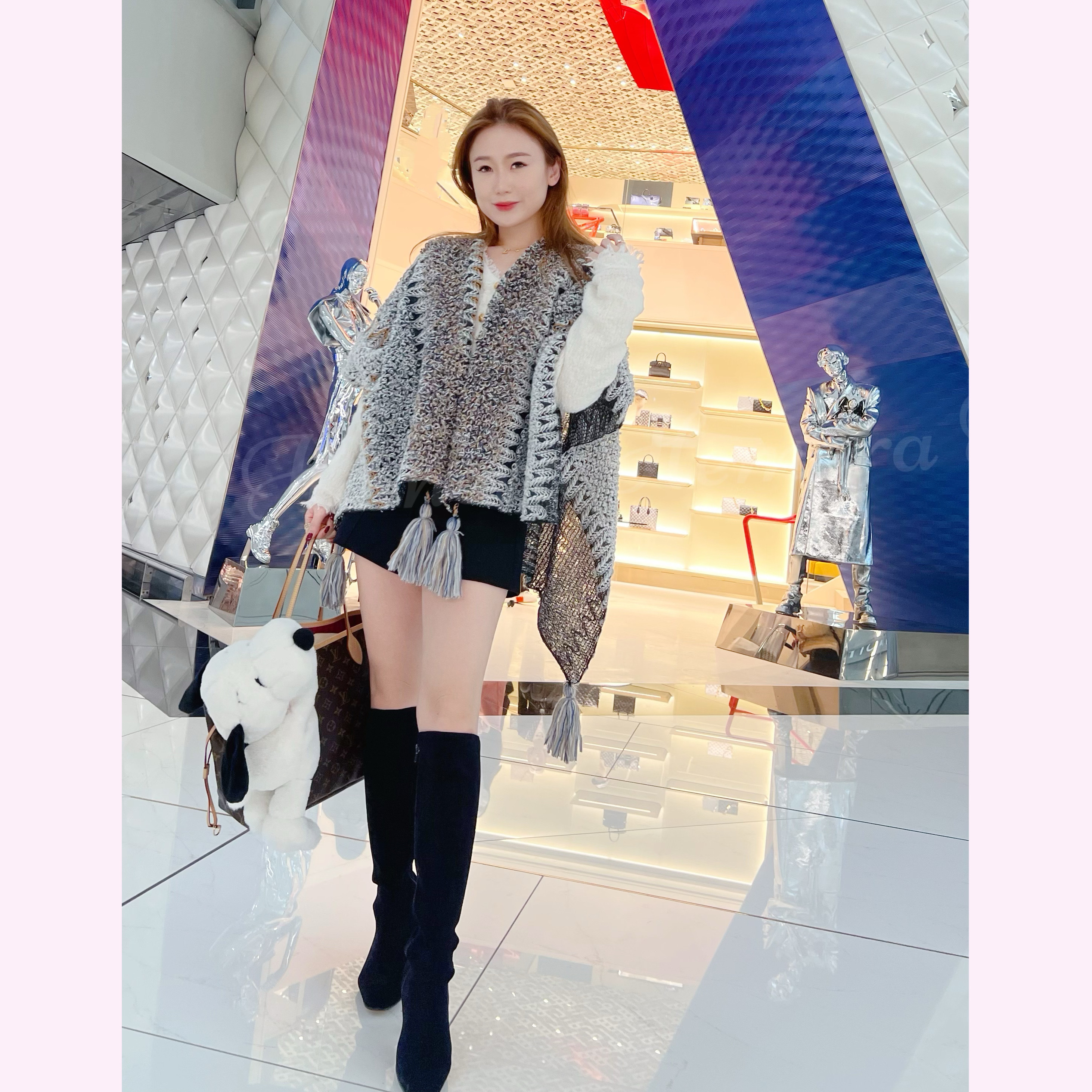 JK23W0101 甜美民族混色斗篷