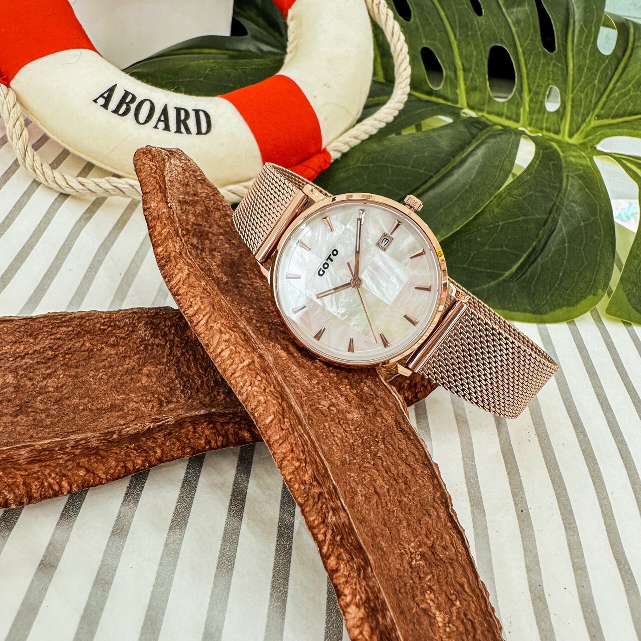 【GOTO】Nostalgia懷舊系列-貝殼窗花 GM2099L-44-H41 33mm 現代鐘錶