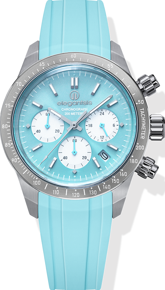 萬年鐘錶 - elegantsis 愛樂時  JT41QS   馬卡龍藍三眼計時男錶 / 女錶   ELJT41QS-VU03LC 錶徑41MM