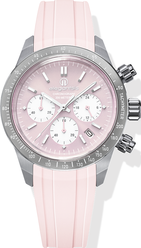 萬年鐘錶 - elegantsis 愛樂時  JT41QS   馬卡龍色系 三眼計時男錶 / 女錶  ELJT41QS-VP04LC   錶徑41MM