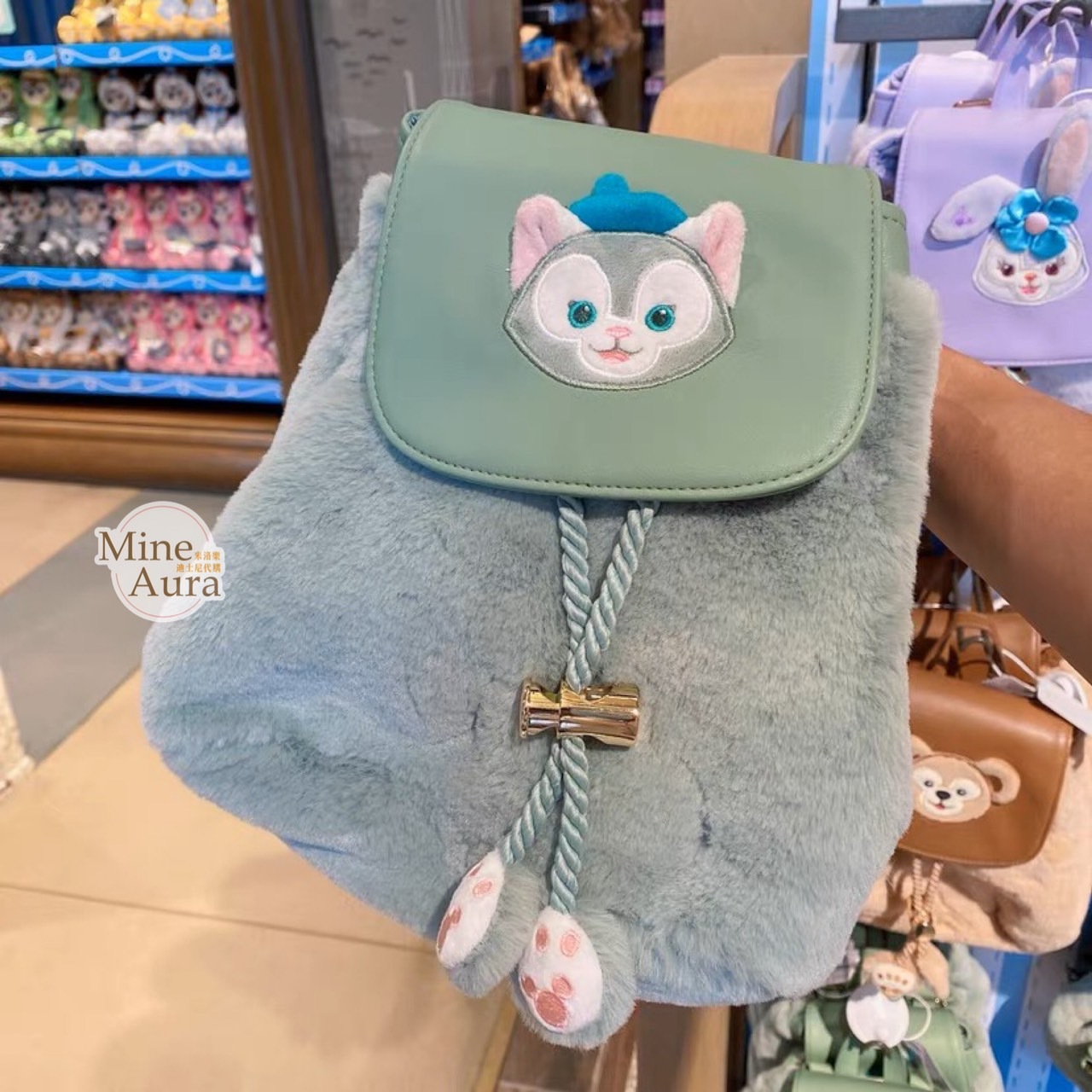 傑拉托尼 畫家貓 Gelatoni 毛球 絨毛 造型束口 後背包 -上海迪士尼樂園