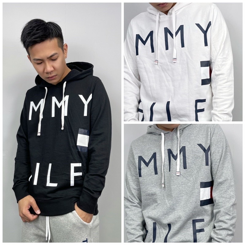 Tommy Hilfiger 滿版大字母國旗 薄帽T 長袖上衣
