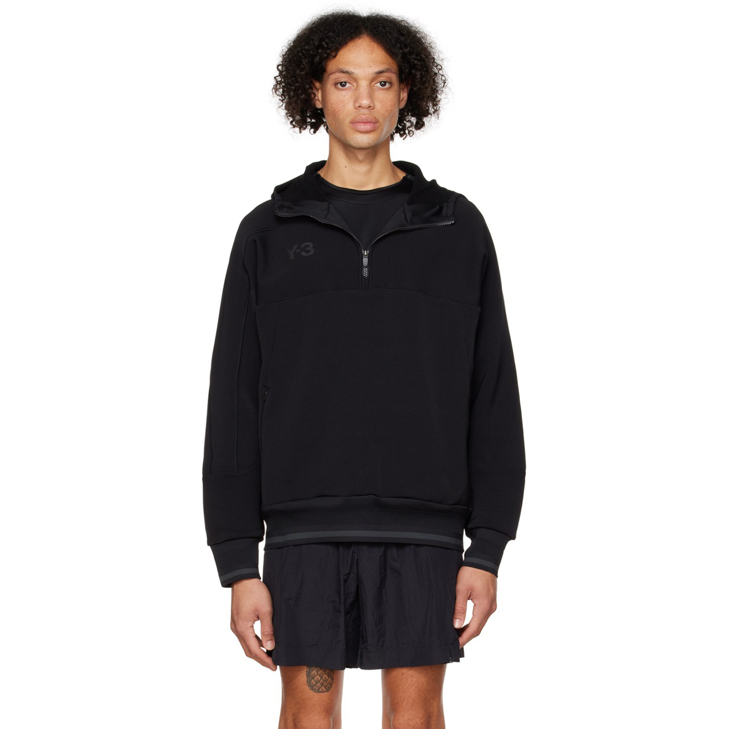 【 Y-3 U TRACK HOODIE  頂級運動帽TEE - 黑 】