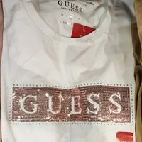 [S] GUESS STEEL SEQUIN FOIL TEE,PURE WHITE, Q2OI10K9TJ7-PURE WHITE [FINAL SALE] (SGU302)