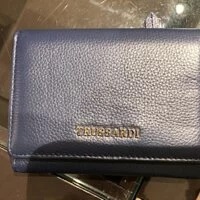[S] TRUSSARDI METAL LETTERING TRIFOLD FULL GRAIN LEATHER,NAVY BLUE, 8055720218923 (STJ54)