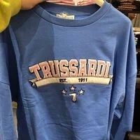 [S] TRUSSARDI SWEATSHIRT VINTAGE EMBROIDERY COTTON F,GREECE BLUE, 56F00205-1T005813-U050 [FINAL SALE] (STJ62)