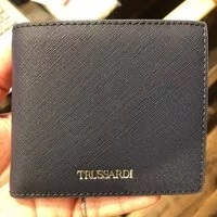 [S] TRUSSARDI ANVERSA WALLET W/COIN POCKET ECOLEATHER,NAVY BLUE, 8055720380736 (STJ67)