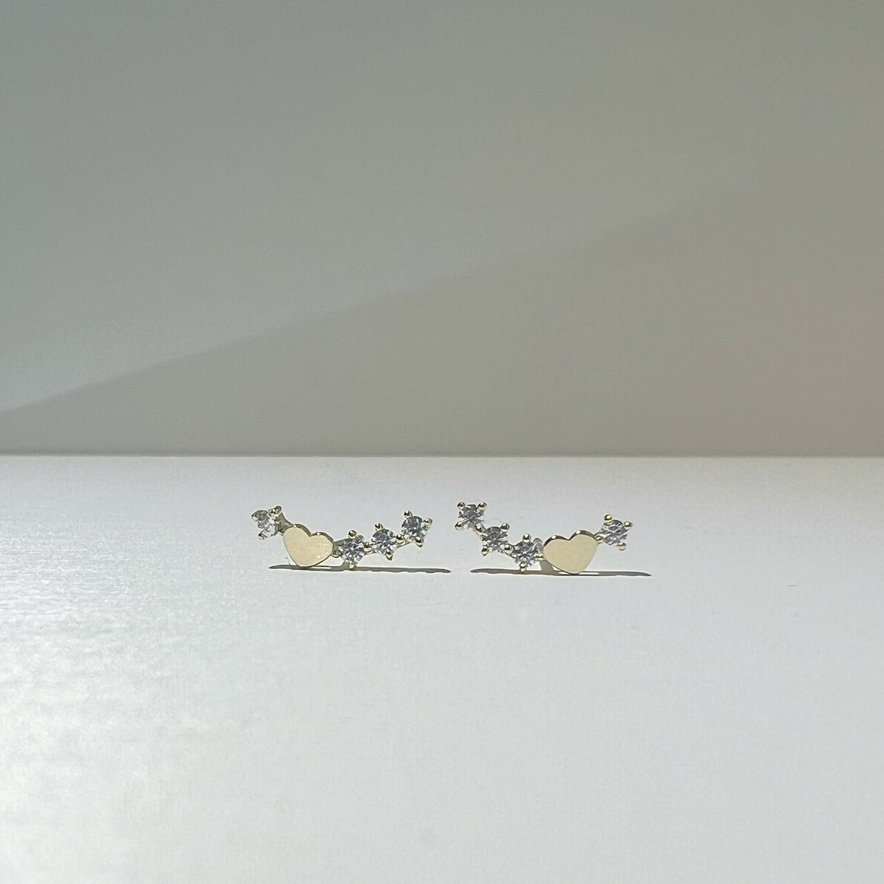10K/小愛心鑽耳環
