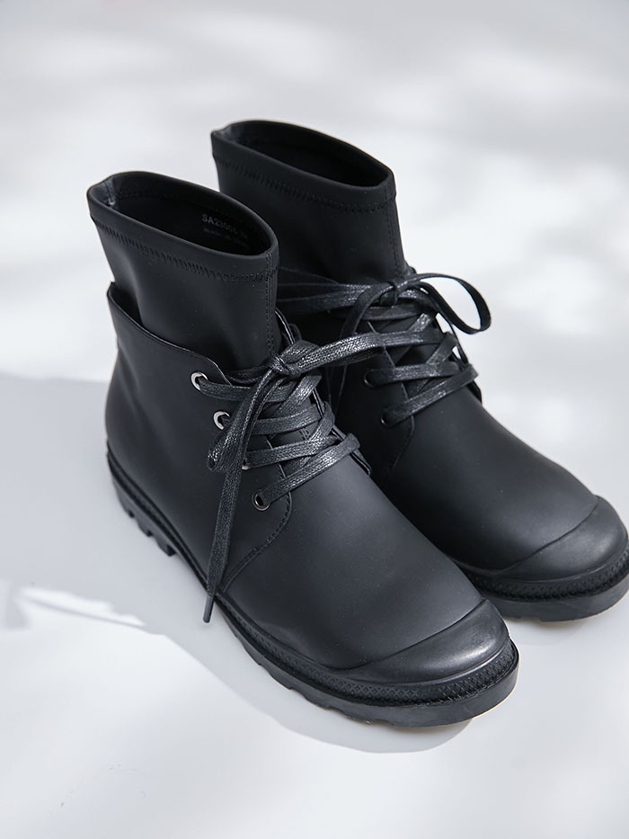 暮夜列車綁帶筒靴-黑斗篷