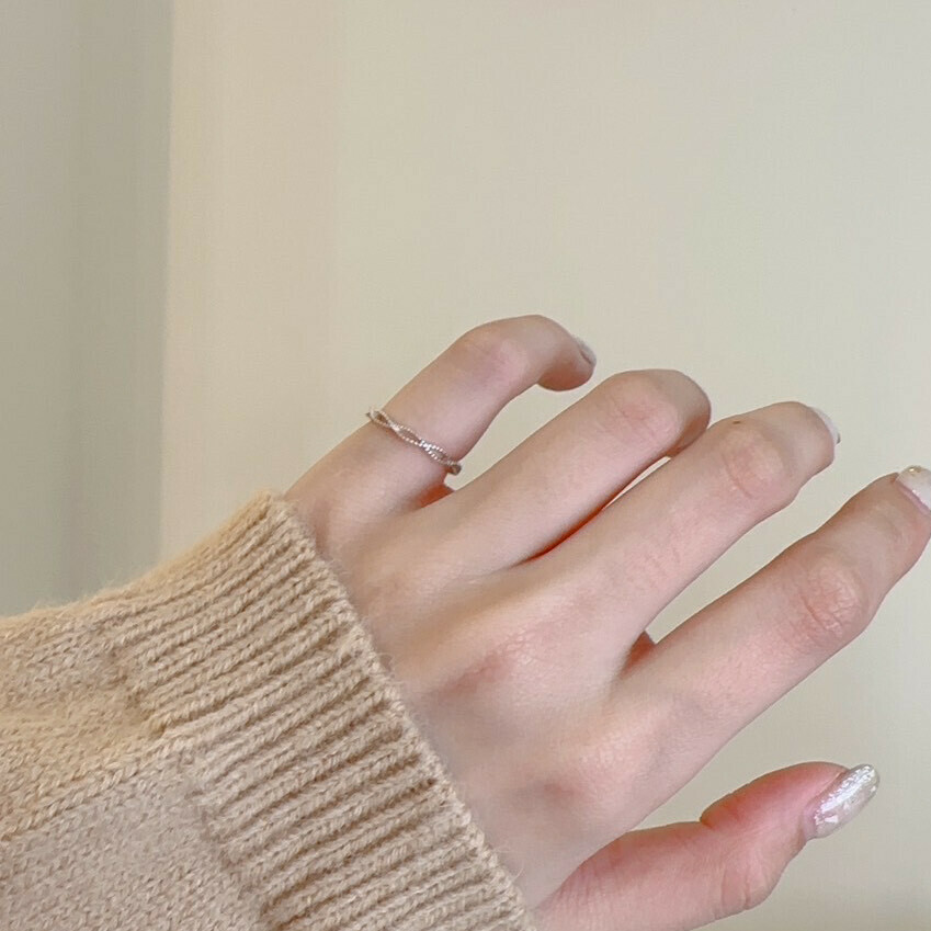 雙層交叉純銀戒指