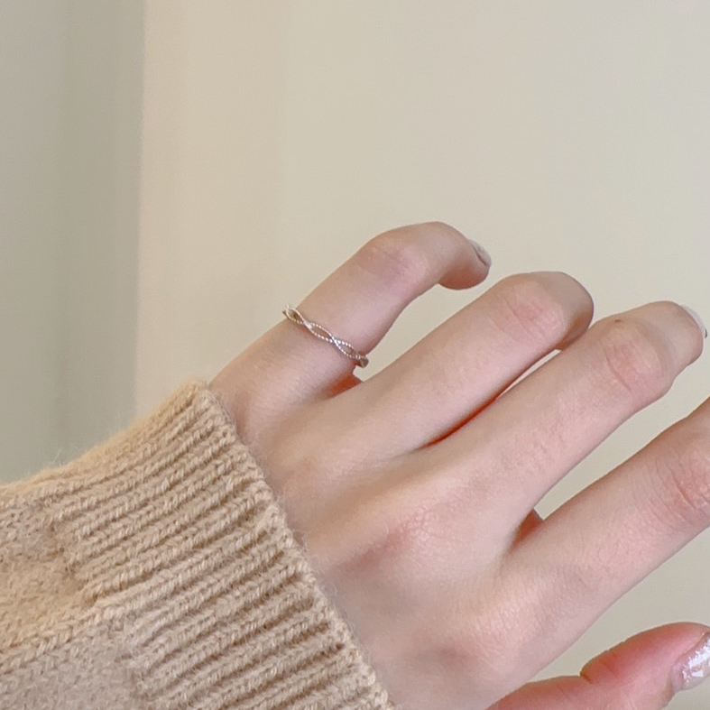 雙層交叉純銀戒指