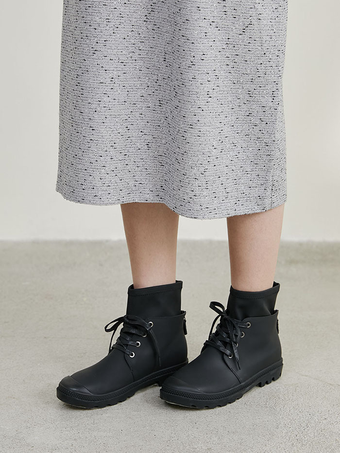 暮夜列車綁帶筒靴-黑斗篷