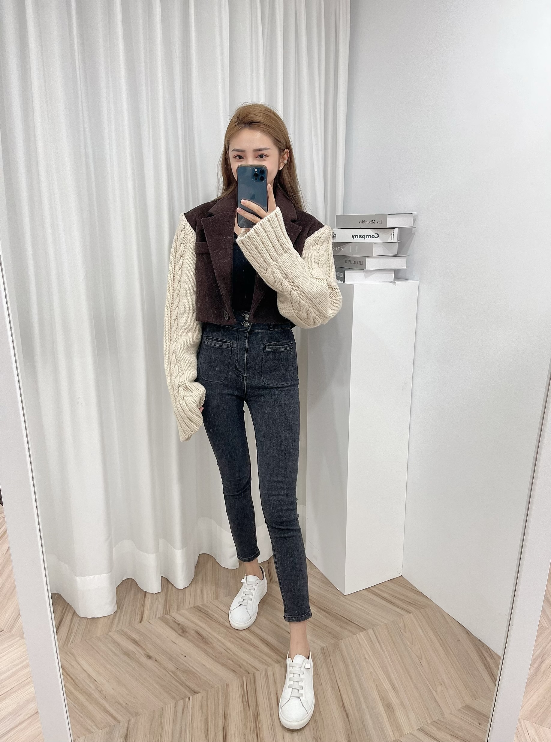 💥跩跩歐膩家］🔥01.04直播新品］🇰🇷正韓超美毛呢拼接針織手袖單釦外套（兩色）