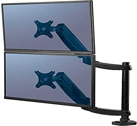 Fellowes 8043401 Platinum Series Stacked Monitor Mount, Adjustable Computer Monitor Stand for 2 Monitors with Dual Monitor Arms, 32 Inch Monitor Capacity (Part No.:8043401)