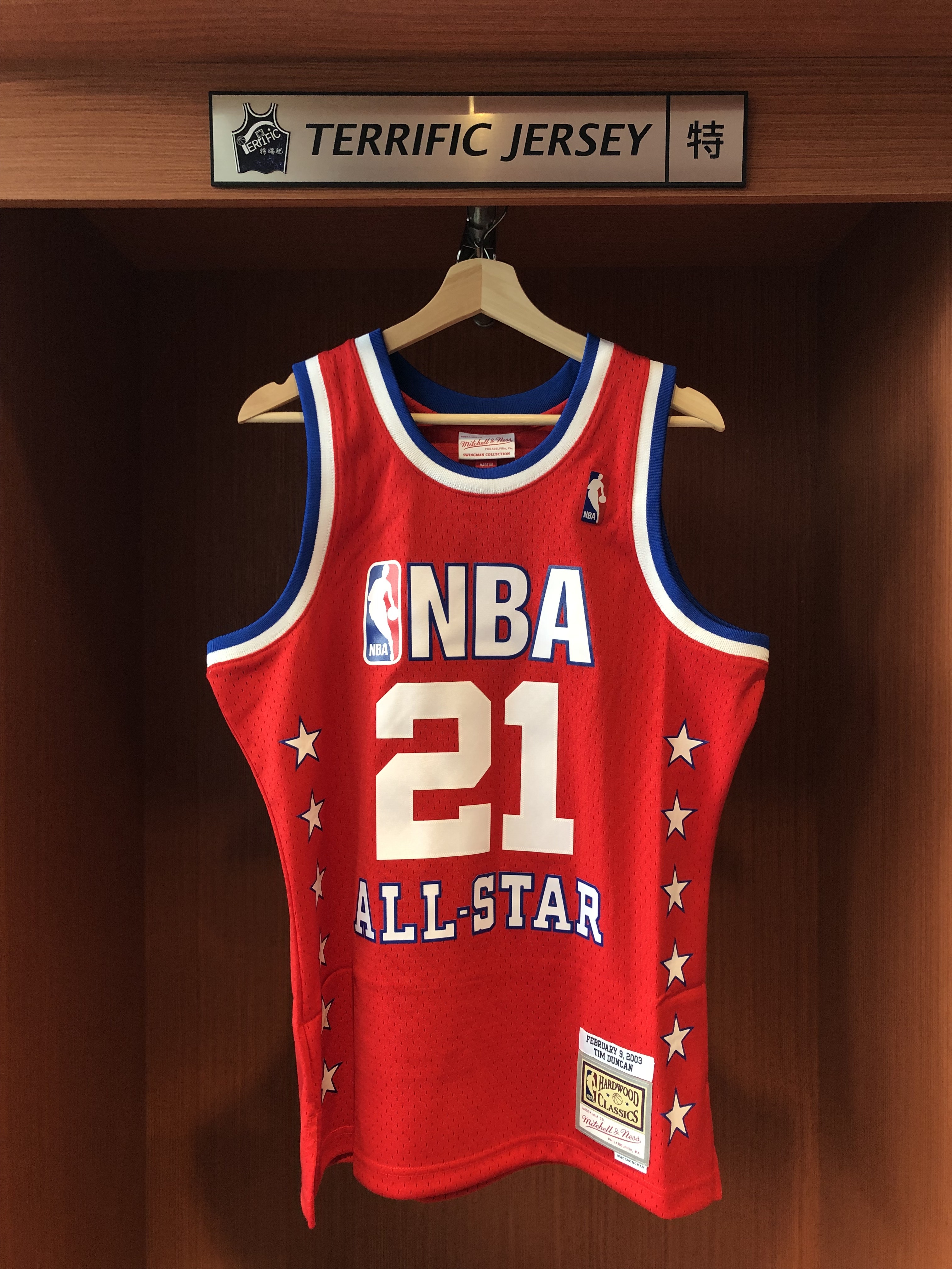 NBA球衣 Tim Duncan 2003明星賽紅 M&N Swingman 球迷版 熱轉印 全新