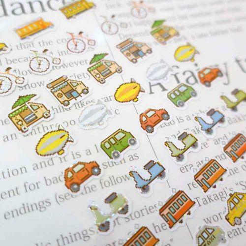 交通工具 復古像素風 雷射貼紙｜日本Kamio
