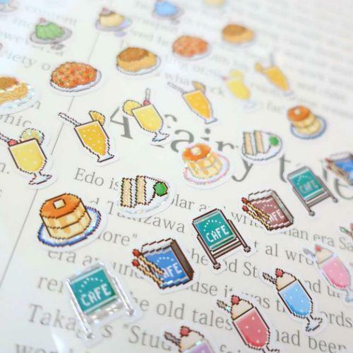 喫茶店 復古像素風 雷射貼紙｜日本Kamio