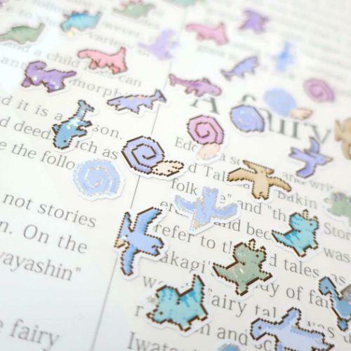 恐龍 復古像素風 雷射貼紙｜日本Kamio