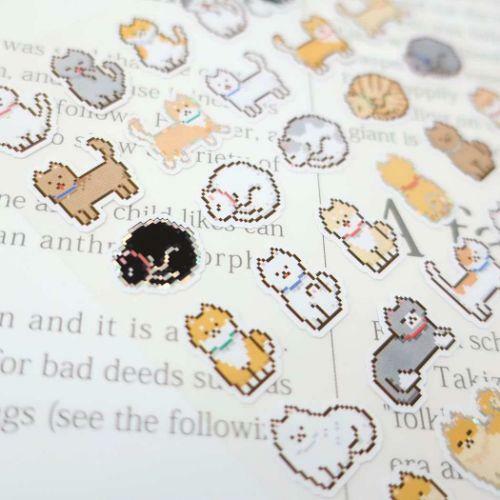 寵物 復古像素風 雷射貼紙｜日本Kamio