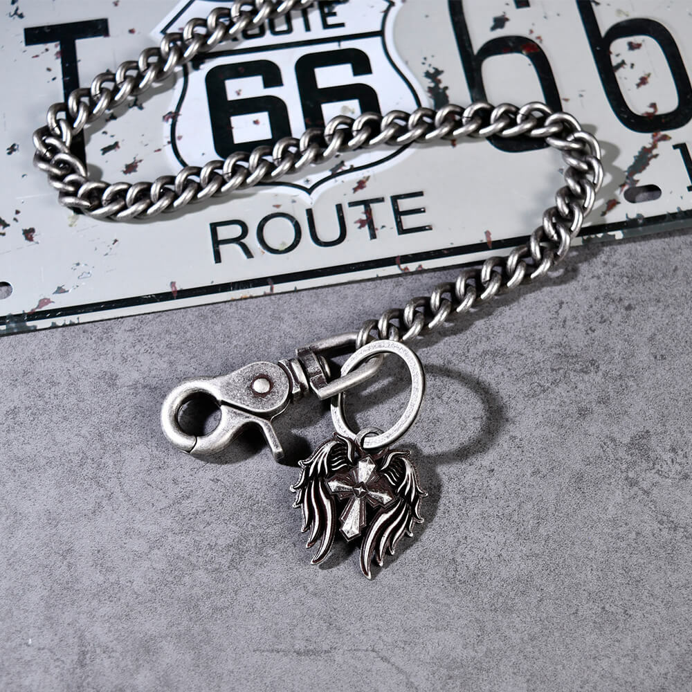 十字架翅膀古銀款 金屬褲鍊/腰鍊/錢包鍊－免運