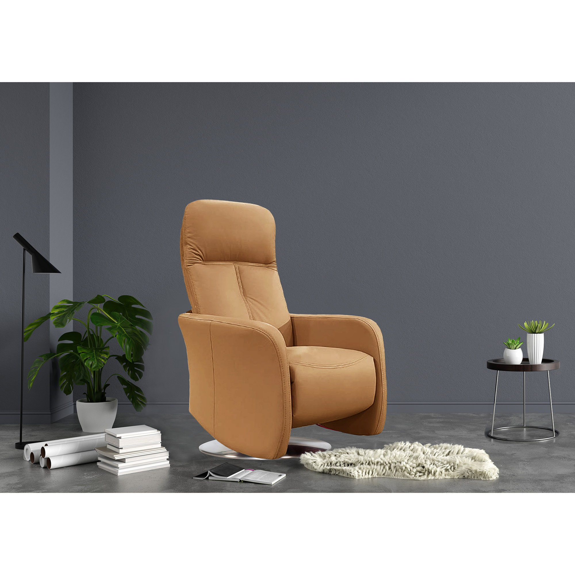 Seva 電動沙發 - 肉桂色 - 電池款〔SF9487B-MOBT〕【電動沙發/牛皮沙發/真皮沙發/電動皮沙發】