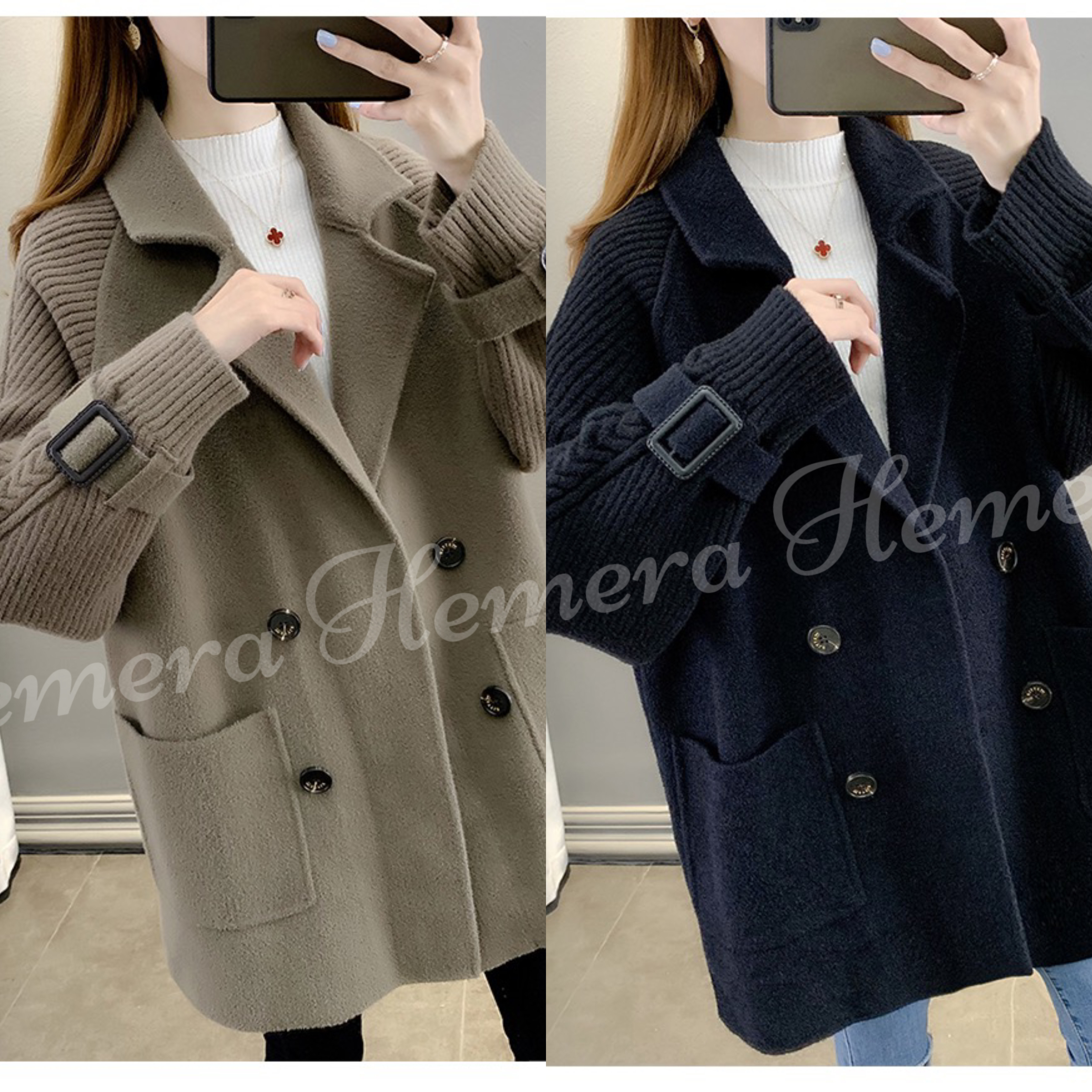 JK23W0104 扭紋冷衫手袖超顯瘦大褸