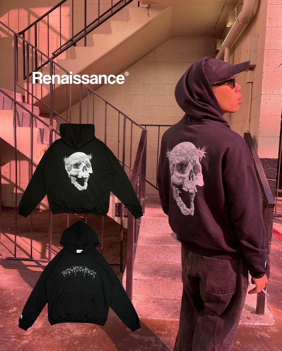 RENAISSANCE 荊棘 皇冠 骷髏 閃電Logo帽T “ CROWN OF THORNS SKULL HOODIE ”