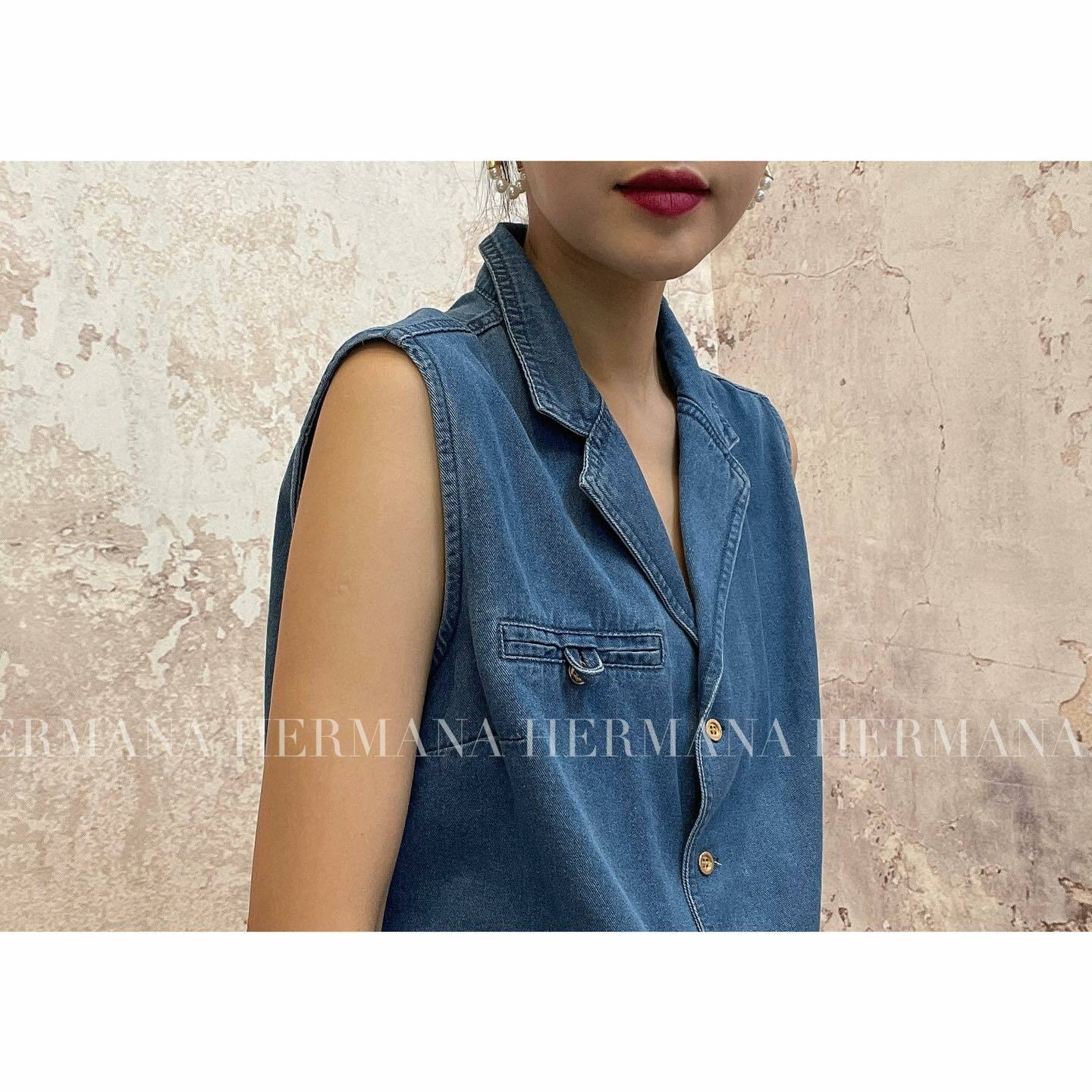 金鈕反領牛仔背心