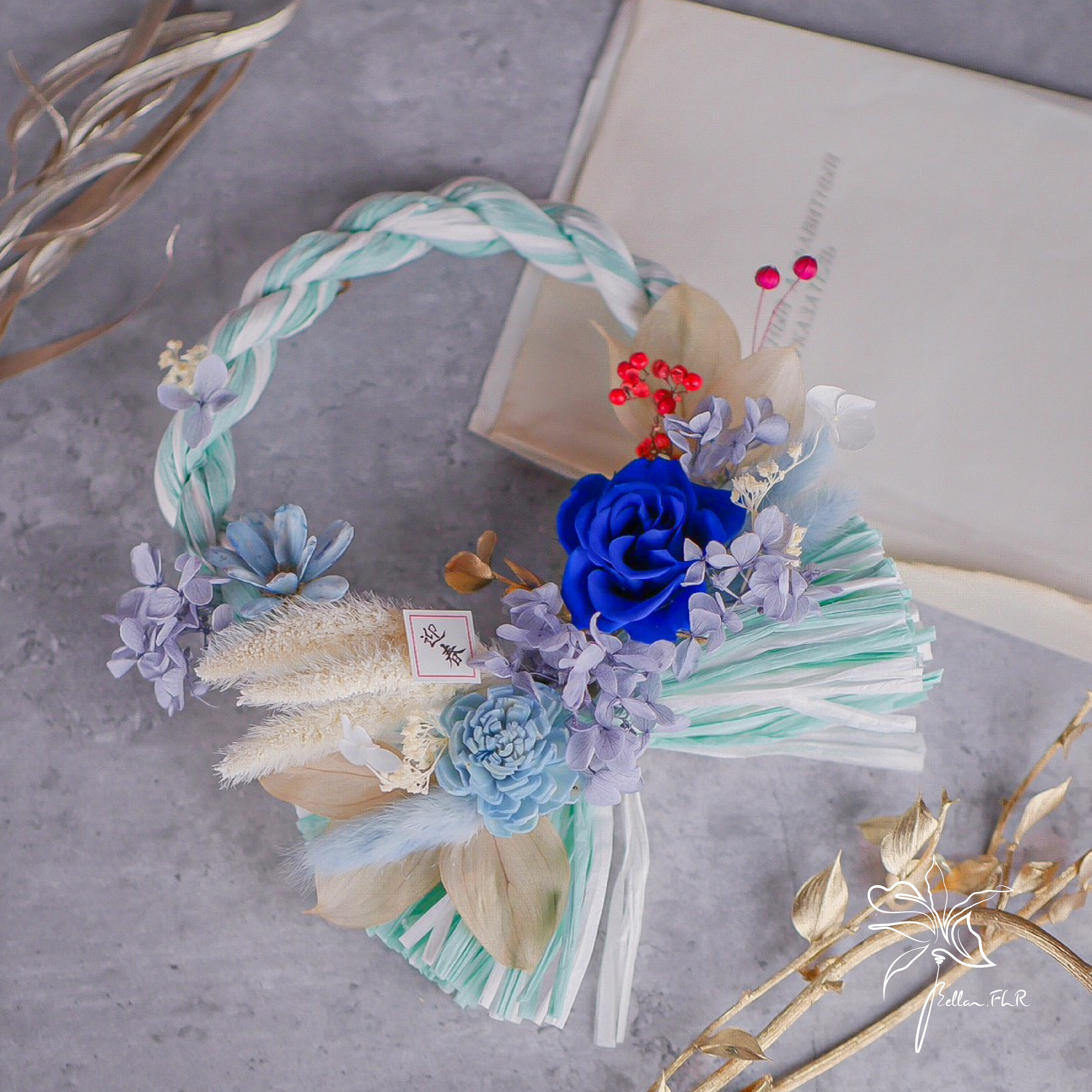 【日日為春】迎春納福注連繩-山靄藍