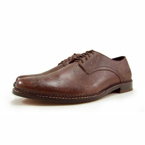 Sweet Villians M1091A Classic Laser Tattoo Leather Derby Shoes Brown