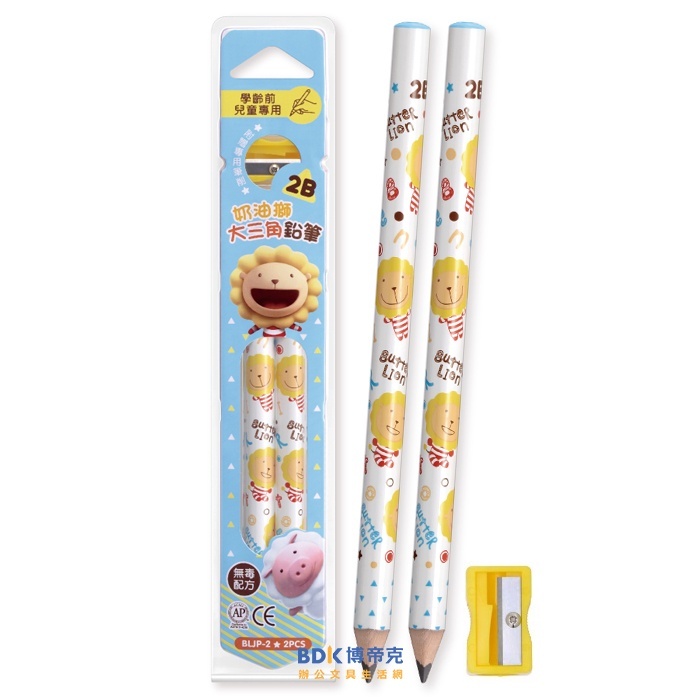 雄獅鉛筆 SIMBALION 奶油獅學齡前大三角鉛筆2支 BLJP-2