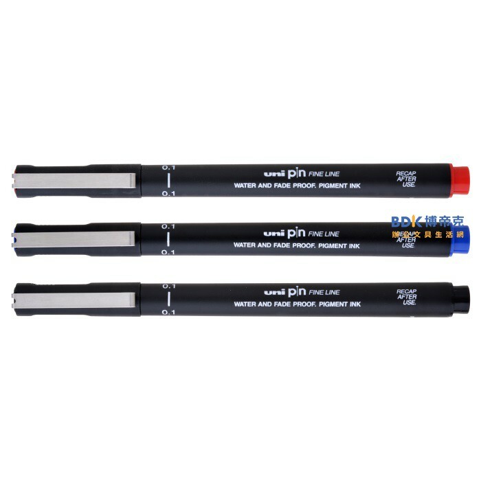 uni 三菱鉛筆 代用針筆 0.1mm pin01-200 紅藍黑