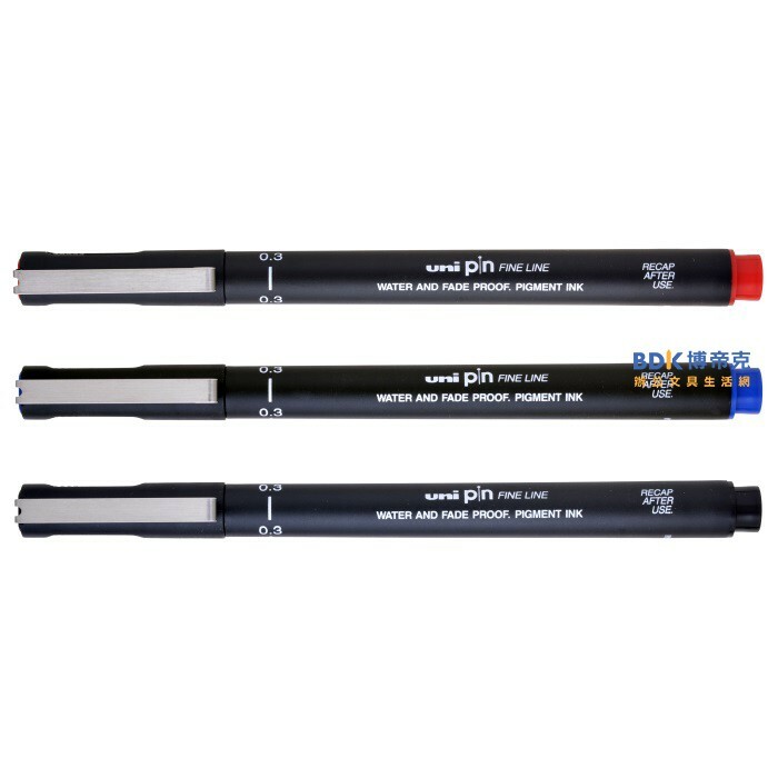 uni 三菱鉛筆 代用針筆 0.3mm pin03-200 紅藍黑