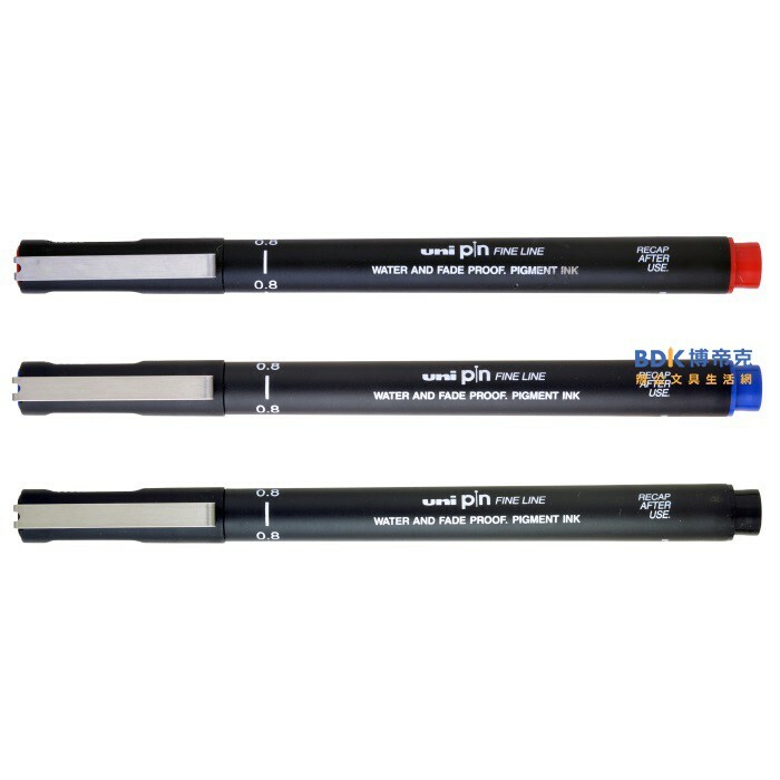 uni 三菱鉛筆 代用針筆 0.8mm pin08-200 紅藍黑