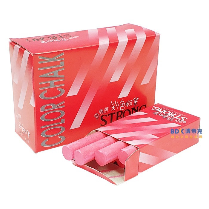 自強牌 STRONG 自強彩色粉筆 紅 40入(5小盒)