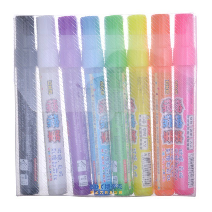 CKS 喜克斯 螢光彩繪 擦擦筆(圓頭) CH-2081 8支入