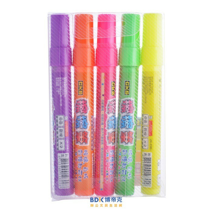 CKS 喜克斯 螢光彩繪 擦擦筆(圓頭) CH-2081 5支入